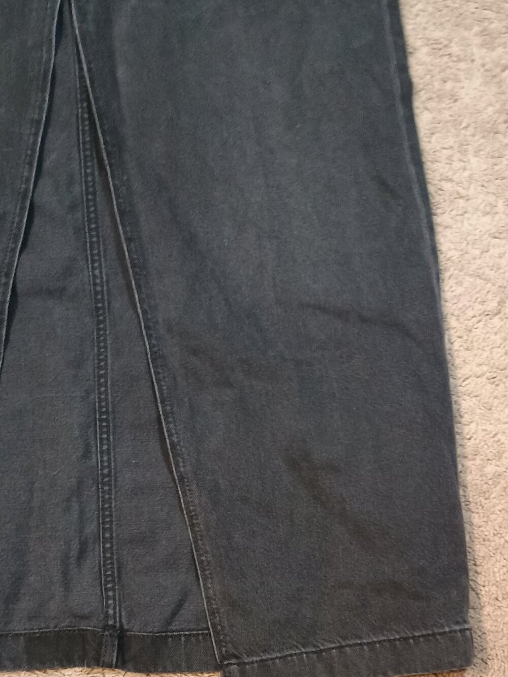 Free People/Denim Maxi Skirt/Women 28 Black Front Slit Boho Western Festival Ski - Picture 9 of 11